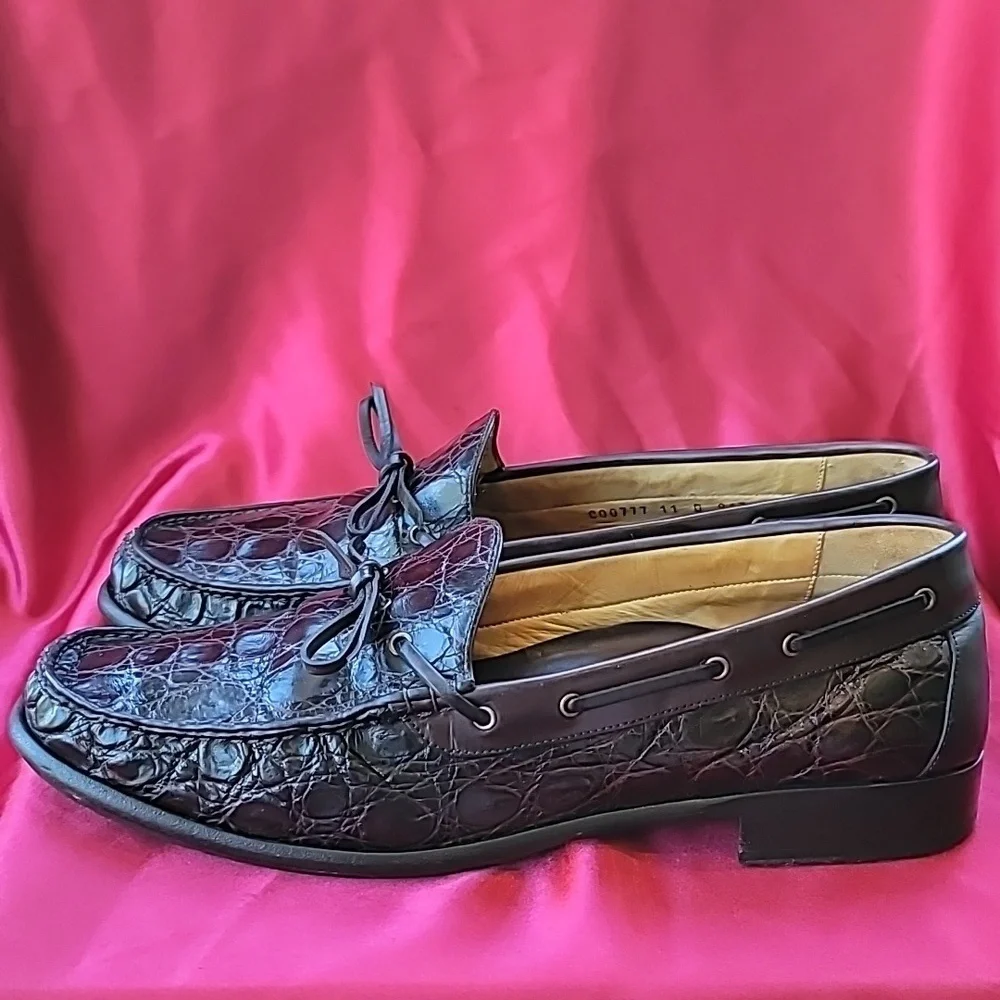 COLE HAAN sz11 Genuine Alligator Handmade Italian Boat Shoe Loafer